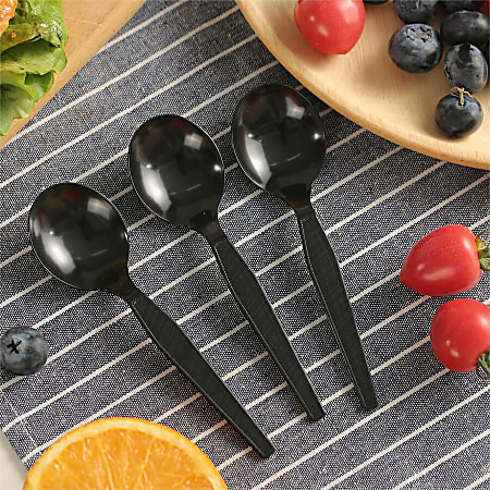 Genuine Joe Heavyweight Disposable Soup Spoons - 1 Piece(s) - 1000/Carton - Soup Spoon - 1 x Soup Spoon - Disposable - Textured - Black Genuine Joe Heavyweight Disposable Soup Spoons - 1 Piece(s) - 1000/Carton - Soup Spoon - 1 x Soup Spoon - Disposable - Textured - Black