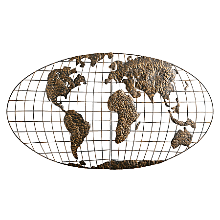 SEI Furniture Metal Wall Art, World Map