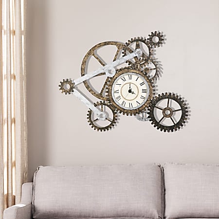 SEI Furniture Metal Art Wall Gear Clock