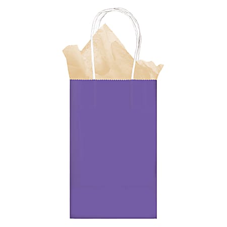Amscan Kraft Paper Gift Bags, Small, Purple, Pack Of 24 Bags