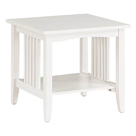 Office Star™ Sierra Mission End Table, 19”H x 20”W x 20”D, White
