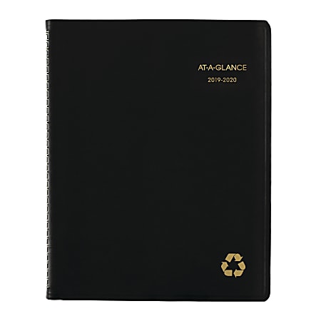 AT-A-GLANCE® Academic Weekly/Monthly Planner, 8-1/4" x 10-7/8", 100% Recycled, Black, July 2019 to June 2020