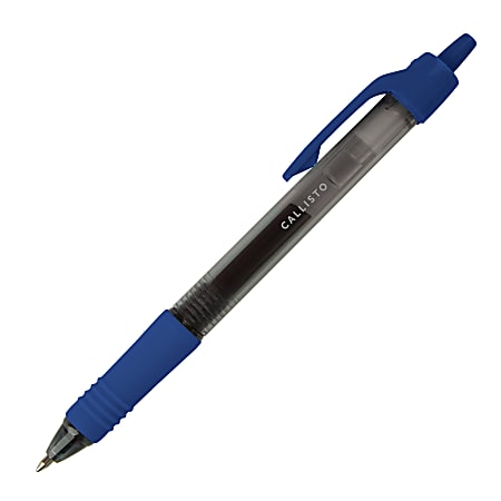 Callisto Retractable Gel Ink Pens, Medium Point, 0.7 mm, Blue Barrel, Blue  Ink, Pack Of 4 Pens