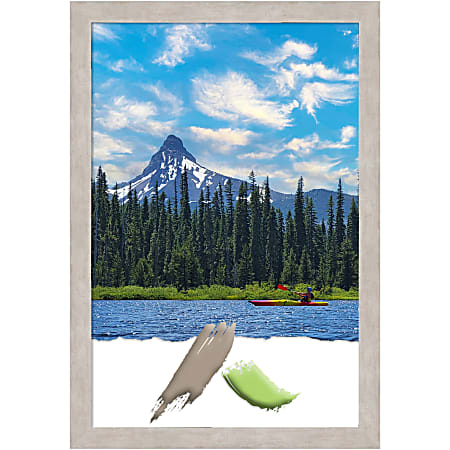 Amanti Art Marred Silver Wood Picture Frame, 23" x 33", Matted For 20" x 30"
