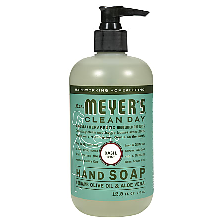Mrs. Meyer's Clean Day Liquid Hand Soap, Basil Scent, 12.5 Oz, Carton Of 6 Bottles