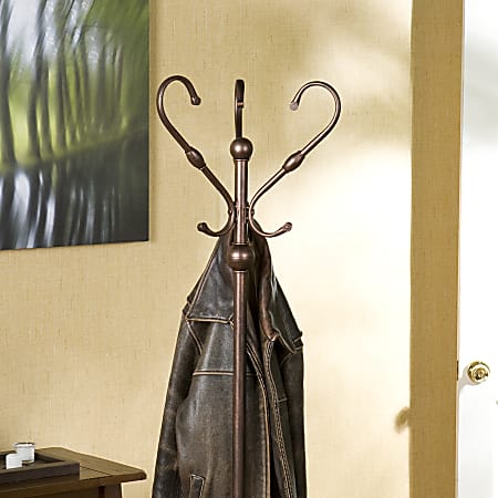 Southern Enterprises Multipurpose Decorative Coat Rack Lourdes Hall Tree 71 H x 20 1 2 W x 17 1 2 D Bronze