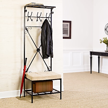 Southern Enterprises Multipurpose, Small Entryway Coat Rack With Bench Seat