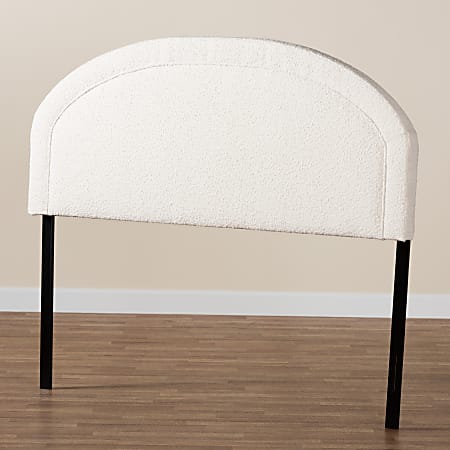 Baxton Studio Fiana Modern Boucle Fabric Queen Size Headboard, 56-5/16”H x 61-5/8”W x 3-5/16”D, White/Dark Brown