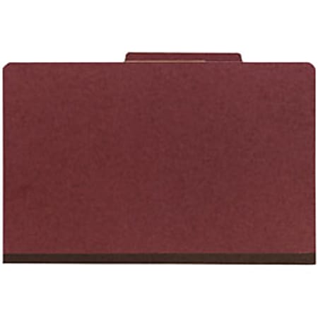 Office Depot® Brand Pressboard Classification Folder, 2 Dividers, 6 Partitions, 1/3 Cut, Legal Size, 30% Recycled, Red/Brown