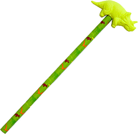 Pure Style Wood Pencil With Eraser Topper, #2 Lead, Yellow Dinosaur