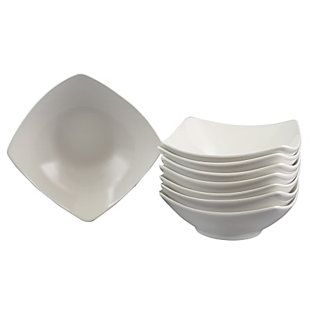 Gibson Zen Buffetware Square Ceramic Bowls, White, Set Of 8 Bowls