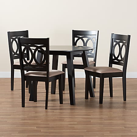 Baxton Studio Louisa Modern 5-Piece Dining Set, Beige/Dark Brown