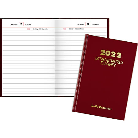 AT A 2022 Standard Diary With Daily Reminder 5 x 8 Red - Office