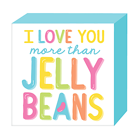 Amscan Easter Love You More Than Jellybeans Standing Plaques, 7-1/2" x 7-1/2", Multicolor, Set Of 3 Plaques