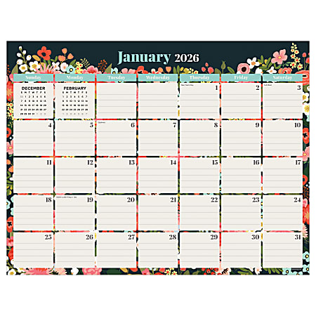 2026 TF Publishing Medium Desk Pad Blotter Calendar, 12" x 17", Bountiful Blooms, January To December