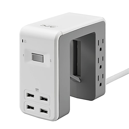 APC® Multi-Use SurgeArrest 6-Outlet And 4 USB Surge Protector, 6' Cord, White, PE6U4W