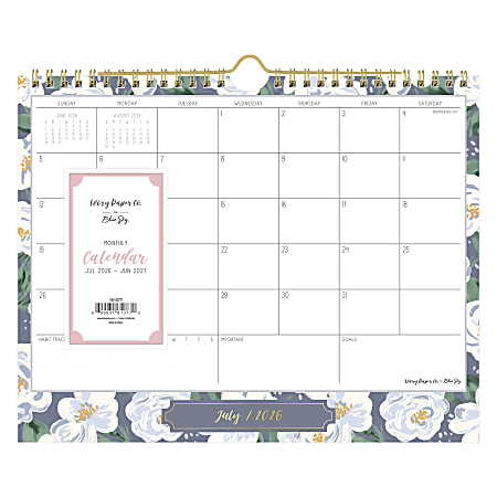 2026&ndash;2027 Blue Sky IPC Celine Navy Monthly Safety Wirebound Wall Calendar, 11 x 8.75, Celine Navy Academic Year