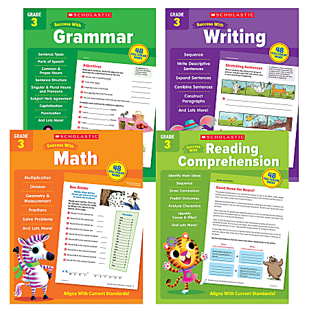 Scholastic Teacher Resources Grade Success Workbooks, 3rd Grade, Set Of 4 Books