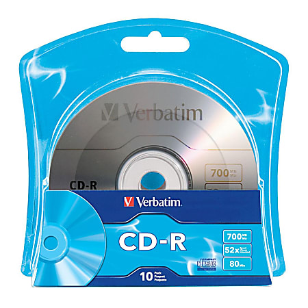 Verbatim 96932 CD Recordable Media - CD-R - 52x - 700 MB - 10 Pack Blister Pack - 120mm - 1.33 Hour Maximum Recording Time