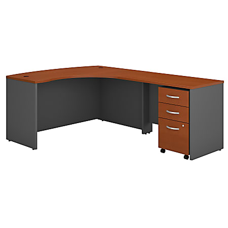 Bush Business Furniture Components Right-Handed L-Shaped Desk With Mobile File Cabinet, Auburn Maple/Graphite Gray, Standard Delivery