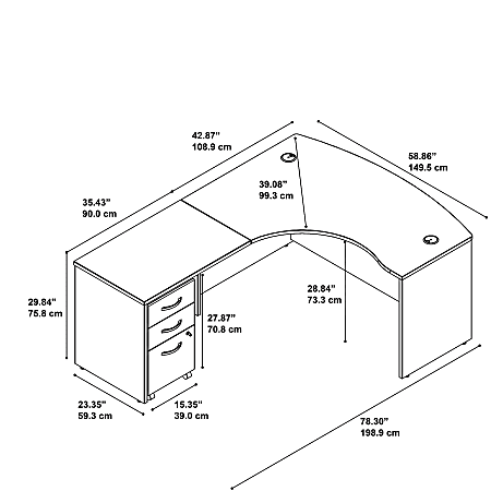 Bush Business Furniture 59 W Left Handed L Shaped Corner