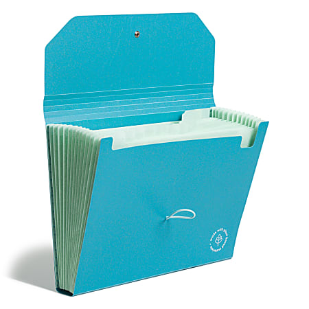 U Brands U-Eco™ 13 Pocket Poly Expandable File, 5.75" Expansion, Letter, Assorted, Ocean Blue