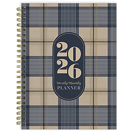 2026 TF Publishing Medium Weekly/Monthly Planner, 6-1/2” x 8”, Classic Plaid, January To December