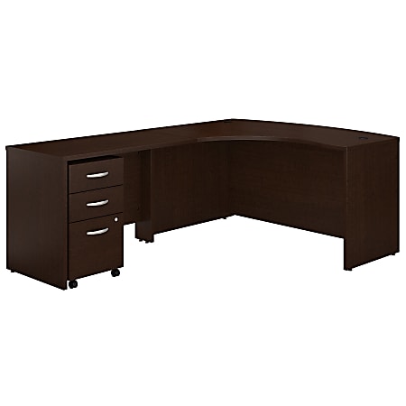 Bush Business Furniture Components Left-Handed L-Shaped Desk With Mobile File Cabinet, Mocha Cherry, Standard Delivery