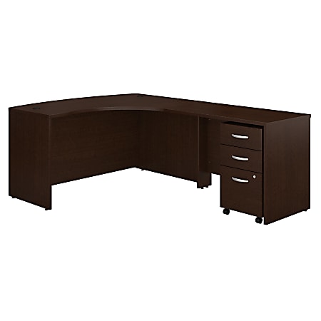 Bush Business Furniture 59"W Right-Handed L-Shaped Corner Desk With Mobile File Cabinet, Mocha Cherry, Standard Delivery