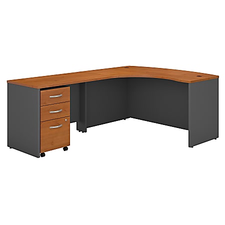 Bush Business Furniture Components Left-Handed L-Shaped Desk With Mobile File Cabinet, Natural Cherry/Graphite Gray, Standard Delivery