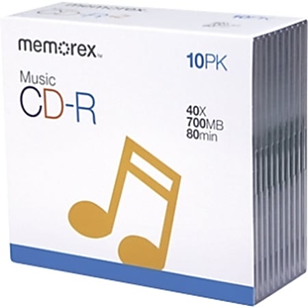 Memorex CD Recordable Media - CD-R - 40x - 700 MB - 10 Pack Slim Jewel Case