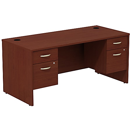 Bush Business Furniture Components Desk With 3/4 Pedestals, Mahogany, Standard Delivery