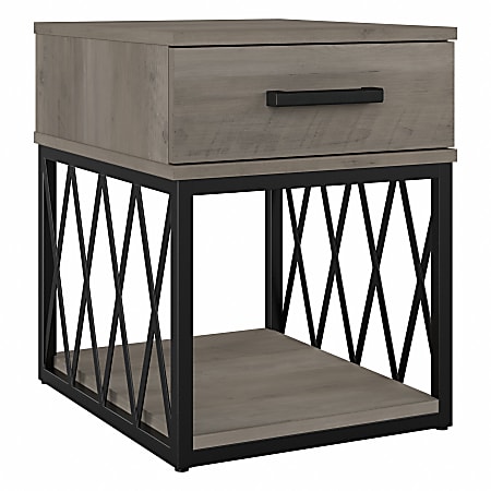 kathy ireland® Home by Bush® Furniture City Park Industrial End Table With Drawer, Driftwood Gray, Standard Delivery