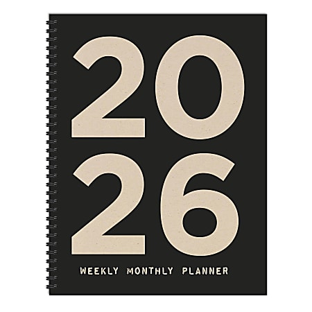 2026 TF Publishing Large Weekly/Monthly Planner, 9" x 11", Burnt Black, January To December