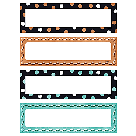 TREND I Love Metal Dots And Embossed Desk Toppers Nameplates, 2-7/8" x 9-9/16", Assorted Designs, Pack Of 32 Nameplates