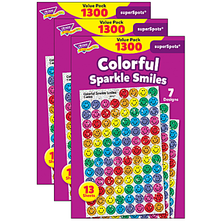 TREND superSpots Sparkle Stickers Silly Smiles Pack Of 160 - Office Depot