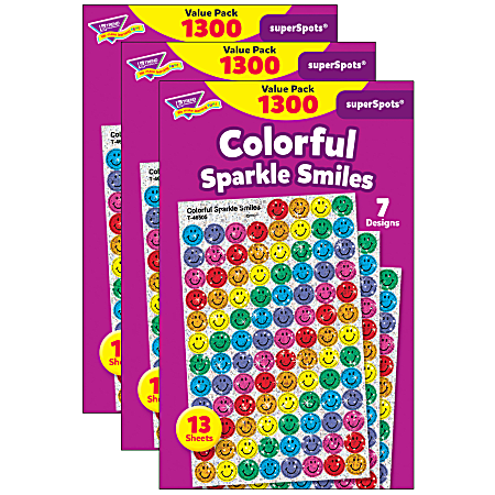 Trend SuperSpots Stickers, Colorful Sparkle Smiles, 1,300