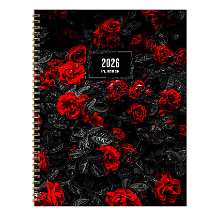 2026 TF Publishing Large Weekly/Monthly Planner, 9" x 11", Red Roses, January To December
