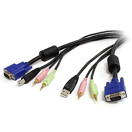 StarTech.com 10 ft 4-in-1 USB VGA KVM Cable with Audio and Microphone - VGA KVM Cable - USB KVM Cable - USBVGA4N1A10