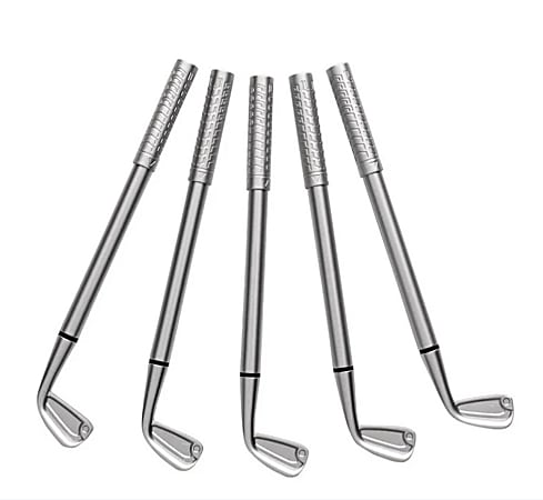 Saxon Imports LLC Golf Pen, Medium Point, 0.7mm, Silver Barrel, Black Ink