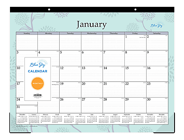 Blue Sky™ Monthly Desk Pad Calendar, 22" x 17", Rue Du Flore, January to December 2021, 101609