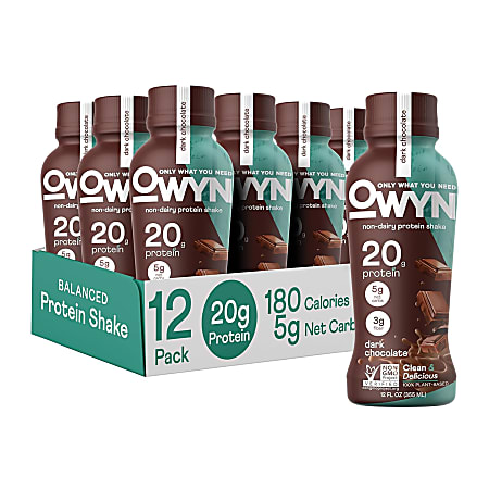 OWYN Dark Chocolate Protein Drinks, 12 Oz, Case Of 12 Drinks