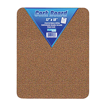 Flipside Cork Bulletin Board, 12" x 18" x 1/2", Wood Frame With Brown Finish