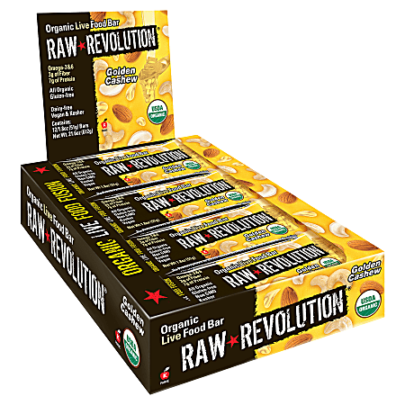 Raw Revolution Bars, Golden Cashew, 1.8 Oz, Pack Of 12