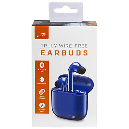 iLive 10mm Driver Truly Wireless Earbuds With Rechargeable Case, Blue, IAEBT300BU