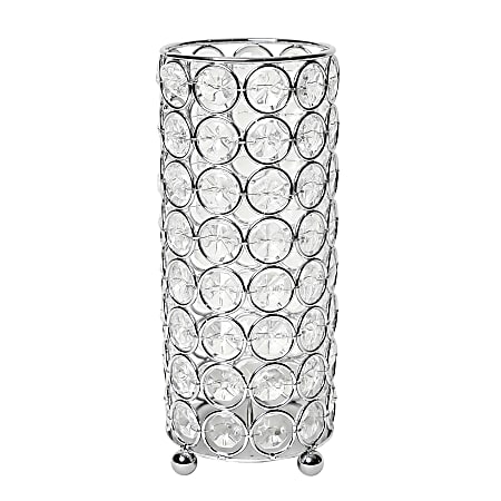 Elegant Designs Ellipse Crystal Decorative Vase, 7-3/4"H x 3-1/4"W x 3-1/4"D, Chrome