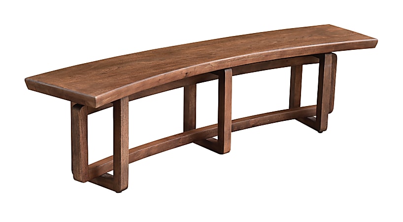 Coast to Coast Gabriel Solid Wood Curved Dining Accent Bench, 18”H x 70"W x 15"D, Arcadia Vinegar Brown