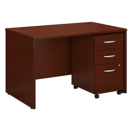 Bush Business Furniture Components 48"W x 30"D Office Desk With Mobile File Cabinet, Mahogany, Standard Delivery