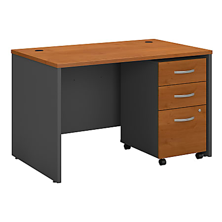 Bush Business Furniture Components 48"W x 30"D Office Desk With Mobile File Cabinet, Natural Cherry/Graphite Gray, Standard Delivery