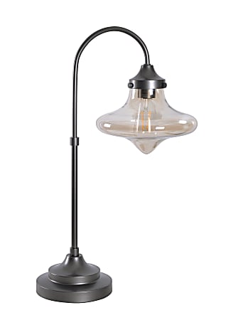 Kenroy Home Rain Drop LED Table Lamp, 12-1/8"H, Amber Glass Shade/Warm Bronze Base